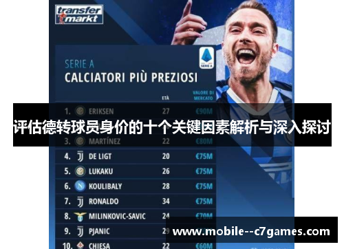 评估德转球员身价的十个关键因素解析与深入探讨