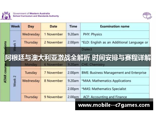 阿根廷与澳大利亚激战全解析 时间安排与赛程详解